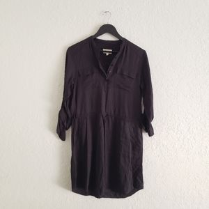 Lou And Grey Rayon Lightweight 3/4 Sleeve Black Tie Waist Dress